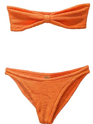 #ad HUNZA G Bikini Orange Two Piece Set Crinkle Domino Sunburst OS NEW RRP 160 GBP 159.95
