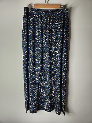 Edited Plus Maxi Skirt Womens Size 18 Black Floral Side Slits Elastic Waist NWT AU $14.95