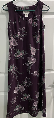 #ad Studio I Petite Floral Maxi Dress Sleeveless Plum Purple Modest Maxi Size 6P $24.00