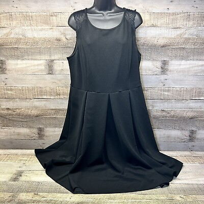 #ad Torrid Womens Plus Size 2X Black Lace Back Sleeveless Cocktail Skater Dress $34.95