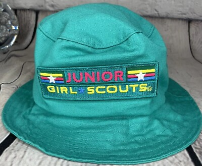 Junior Girl Scouts Sunhat Bucket Brim Patch Size Large 00673 made in USA Vintage $12.59
