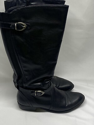 Women’s Black Faux Leather Boots High Size 10w $25.00