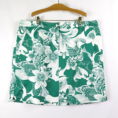 Talbots Short Skirt Women#x27;s 16W Green Active Leisure Zip Front Floral NWT $22.00