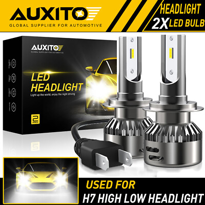 2X AUXITO H7 LED Headlight Bulb Kit High Low Beam 6500K Super White 20000LM EOA $19.99