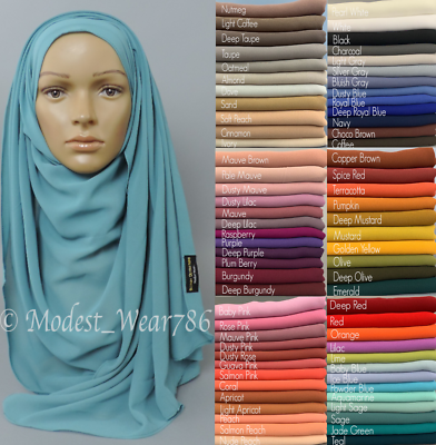 Premium Quality Chiffon Maxi Hijab Scarf Muslim Headcover 180x70 180x85 Cm $8.50