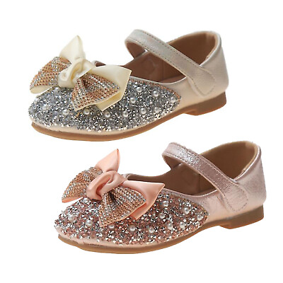 #ad Formal Toddler Kids Girls Sequin Pearl Bows Party Cocktail Dress Shoes 2 8 years $17.98
