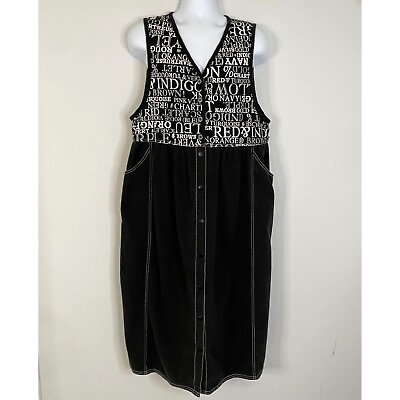 #ad Carole Little WEARABLE ART Sleeveless Maxi Dress 16W 1X Black BOXY Jumper Modest $43.98