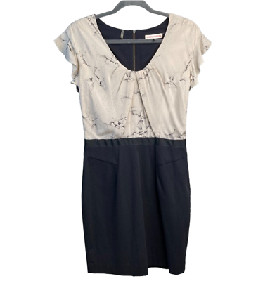 #ad Rebecca Taylor Aristotle Pencil Skirt Dress Womens 6 Ivory Black Flutter Sleeve $36.44