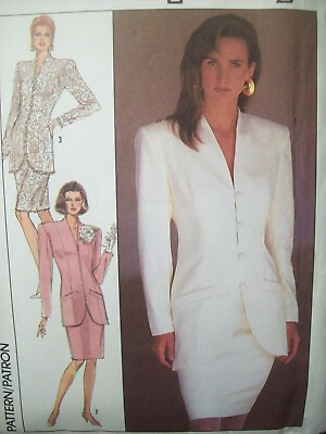 #ad Vintage Simplicity Pattern 8433 Straight Skirt Long Jacket Size 10 UC NOS 1980s $10.00