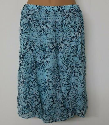 #ad Laura Scott print crinckle skirt Maritime Blue Size M 44$ D6 $16.20