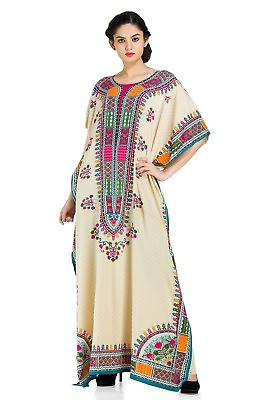 #ad Floral Print Long Kaftan Women Maxi Dress Plus Size Clothing Evening Gown Dress $15.49