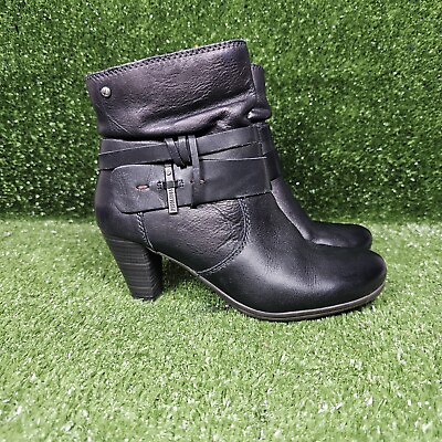 #ad Pikolinos Verona Black Leather Ankle Boot Booties Buckle Strap Zip Womens US 8 $38.22