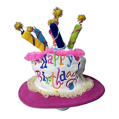 #ad Costumes USA Hat Happy Birthday Rainbow Plush Cake Party Las Vegas Adult OS $16.80