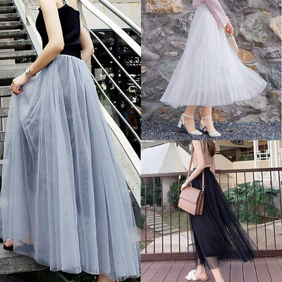 #ad Mesh Skirt Tulle Women#x27;s Long Skirt New Skirt Fairy Dress Long Midi Skirt $15.22