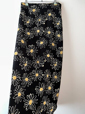 #ad Bohemian Skirt Long Black Floral Slit Size 14 16 Vintage Gypsy Retro Boho Work GBP 19.99