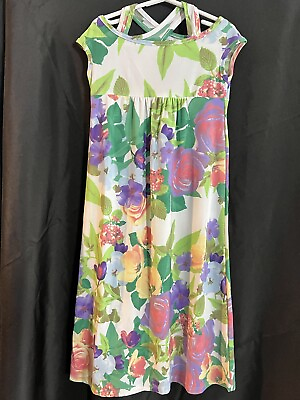 #ad Girls Brand new long Flower Dress Size 4 $8.99