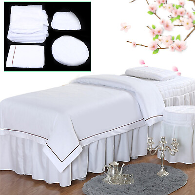 #ad For SPA Bed Linen Four piece Suit Massage Table Skirt Bed Sheet 185x70cm White $36.00