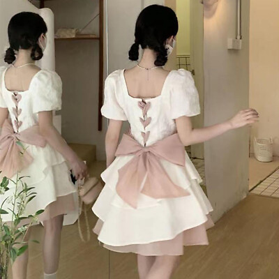 #ad Sweet Girls Bowknot Short A Line Dress Party Princess Summer Sexy Dress School $29.88