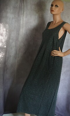 #ad Womens Dress Cotton Wear M Maxi Long Sleeveless Floral Charcoal Black $19.99