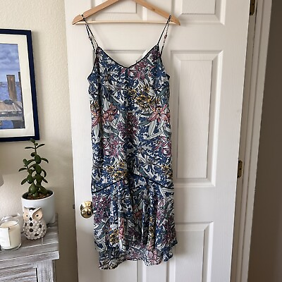 #ad Tiered Summer Dress Womens Floral Sz Small Adjustable Spaghetti Straps High Low $25.00