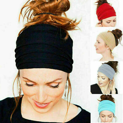 #ad #ad Women Men Yoga Sports Wide Headband Elastic Boho Hair Band Head Wrap Wristband C $2.62
