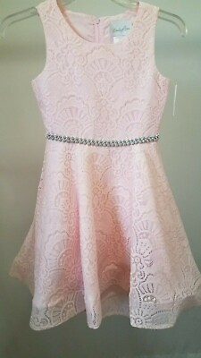 Party Dress Blush Pink Sleeveless Lace Jewel Waist Girls 7 Headband NEW w TAGS $12.00
