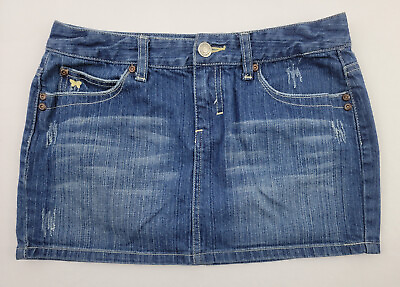 #ad VTG Aeropostale Denim Mini Skirt Distressed Light Stretch Jean Size 1 2 26x11 $18.74