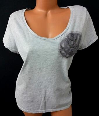 #ad *Merona gray scoop neck embellished stretch short sleeve top XXL $14.99