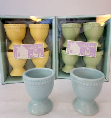 Set of Pastels 4 Green 4 Yellow 2 Blue Ceramic Egg Coddler Cups 2 1 2quot; H $39.99