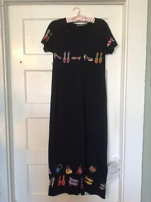 #ad Michael Simon Long Maxi Dress Shoes and Purses Embroidered Design Scoop Neck $27.00
