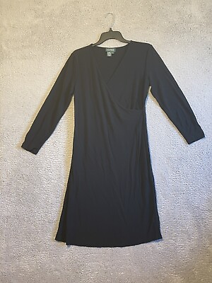 #ad Vintage Ralph Lauren LRL Women#x27;s Size L Long Sleeve Maxi Dress Black Stretch $49.50