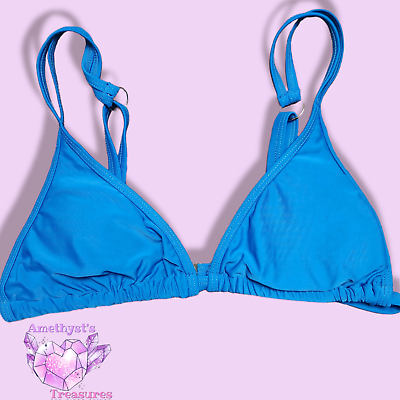 #ad Zaful 8 womens M Triangle bikini top Blue adjustable removable padding normcore $9.50