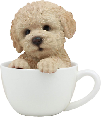 #ad Ebros Realistic Adorable Brown Poodle Dog Teacup Statue 6quot; Tall Pet Pal Dog Bree $42.99