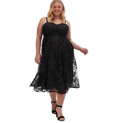 #ad NWT Torrid Black Lace Mesh Sequin Dress $150.00