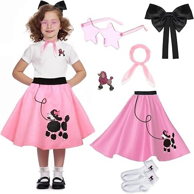 #ad Pink Poodle Skirt with a scarf socks broach bow and sunglasses Too cute $17.99