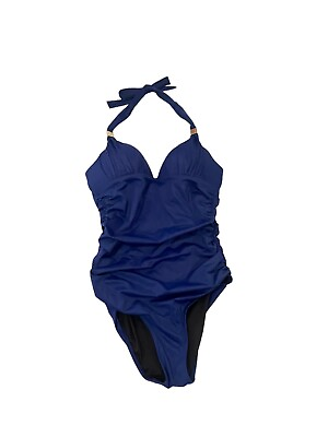 #ad Victorias Secret Medium Forever One Piece Swimsuit Push Up Navy Padded Ruched $25.00