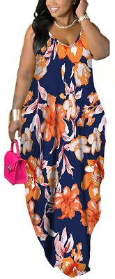#ad WUSENST Plus Size Maxi Dresses Sundress for Women Sexy Spaghetti Strap Printe... $47.99