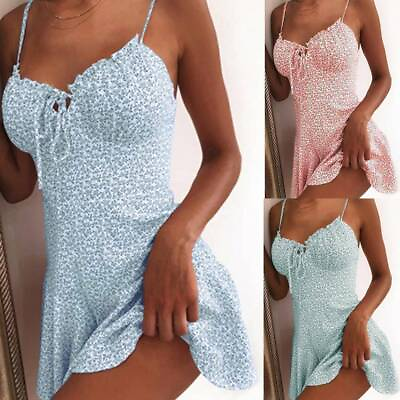 #ad #ad Sexy Womens Summer Boho Floral Mini Dresses Strappy Holiday Swim Beach Sundress $15.99