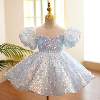 Kids Birthday Party Dresses Girl Prom Sequin Luxury Gowns Evening Formal Frock $85.91