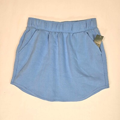 #ad Wild Fable Fleece Mini Skirt Womens Medium Elastic Waist Pockets Blue $12.99