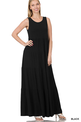 #ad Tiered Maxi Dress Black Large $39.99