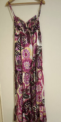 HOT OPTIONS Myer Dress Size 10 Silky Pink White Black Orange Maxi Tall Tie Dye AU $22.00