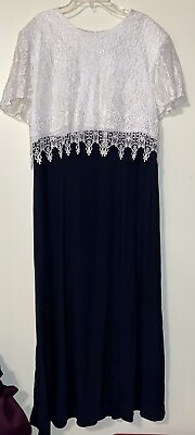 #ad S.L. Fashions Women’s Vintage 90s White Lace amp; Black Maxi Dress Size 16 $14.25