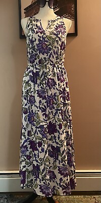 #ad J Jill Floral Sleeveless Cotton Lined Maxi Dress. Small Petite. Brand New. $74.95