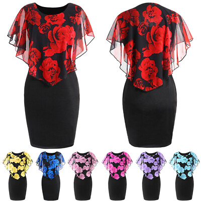 #ad #ad Womens Dresses Plus Size Holiday Party Floral Dress Ladies Summer Casual Bodycon $21.08