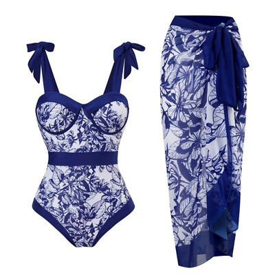 #ad Sexy One Piece Swimsuit One Piece Swimsuit Lace Up Skirt Chiffon Bikini $29.11