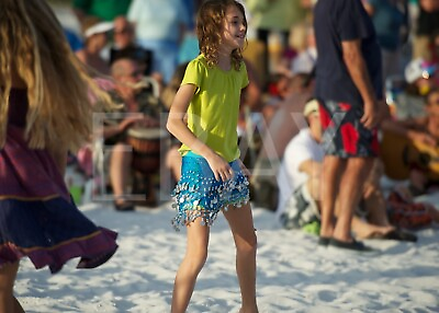 5x7 Digital Print Cute Little Girl In Green Shirt Dancing On The Beach GG945 $6.00