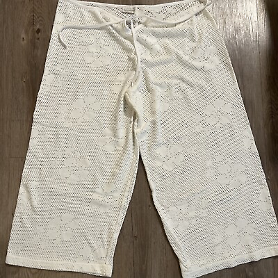 #ad MESH Swim Bathing suit Cover up Beach Lounge Pants WIDE LEG crop fit size XL XXL $22.95