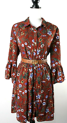 #ad NWT UTTAM BOUTIQUE London CURVES Womens Floral Dress Sz 14US Button Front Polyes $19.99
