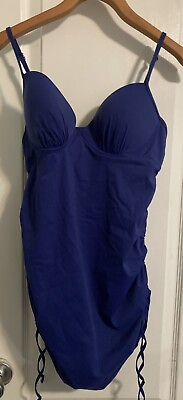 #ad Love Your Assets By Sara Blakely Spanx Swimsuit Push up One Piece Ruched Size L $22.75